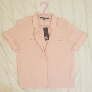 Brand new pink button up short sleeve